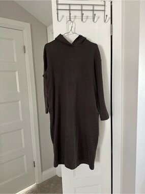 MUJI Hooded Sweatshirt Dress in Brown